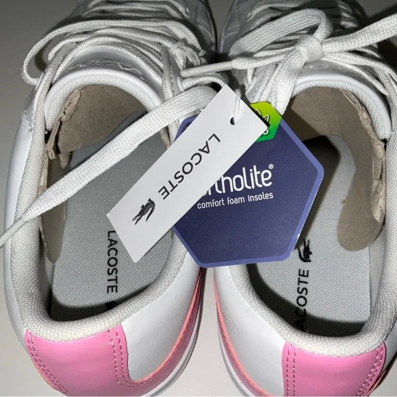 NIB Women’s Lacoste Lerond Sneakers White & Pink Size 6 - Picture 4 of 6
